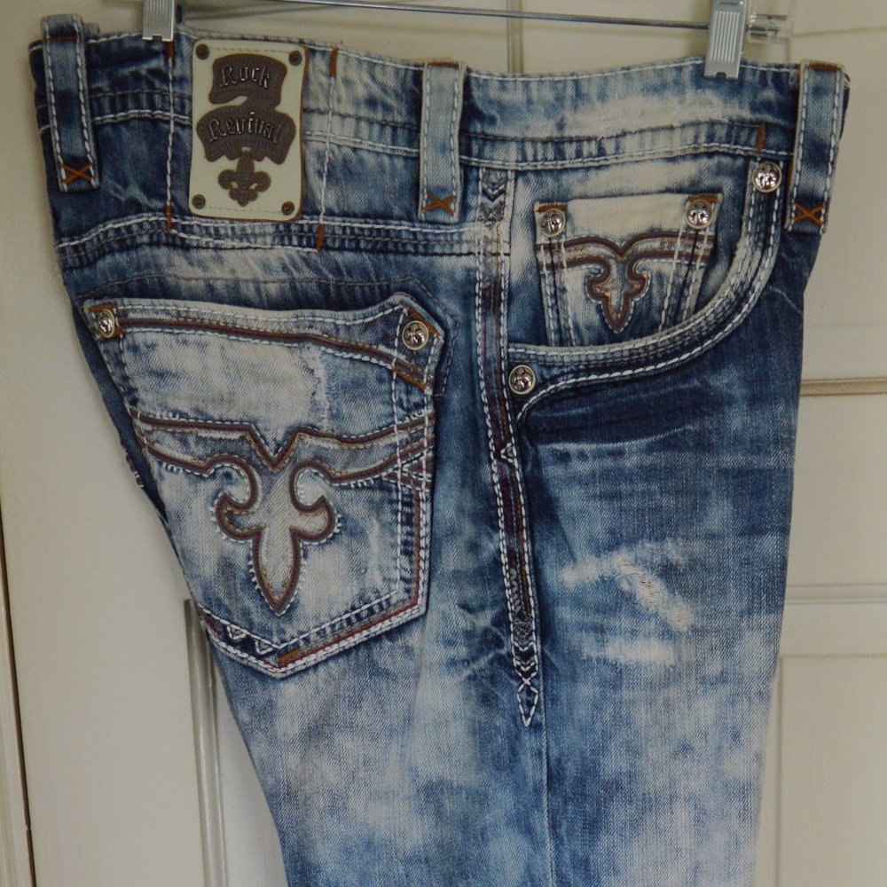 ROCK REVIVAL  MEN JEANS  VINTAGE 1990s  WAIST 34  INSEAM 34  IN STUNNING SHAPE